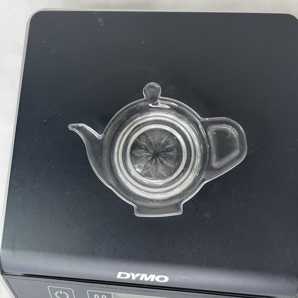 Glass votive candle holder, tea pot shape, vintage, tea party, decorative.